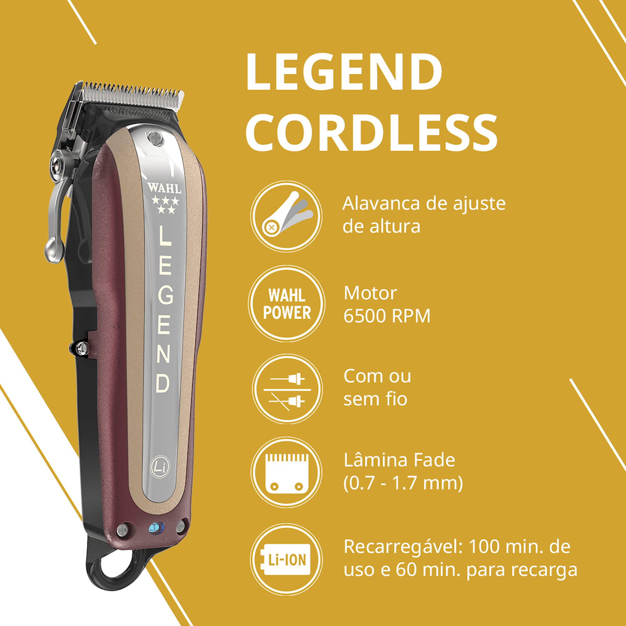 Máquina de Cortar Cabelo Profissional Wahl Legend | Loja Wahl